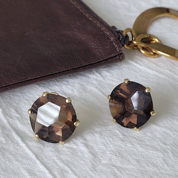 Rare IPPOLITA 18K Yellow Gold Rock Candy Gemma Pierced Earrings ~ Smokey Quartz - Picture 3 of 12
